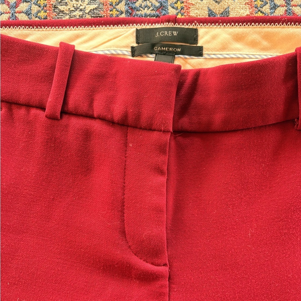 J. Crew NWOT Deep Red Cameron Matchstick Dress Pants Ankle Cropped size 2 - Picture 2 of 6